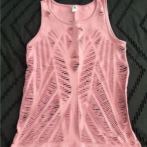 90 Degree By Reflex Pink Distressed Cutout Tank Top